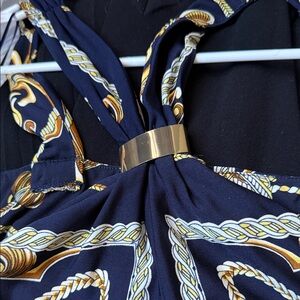 Navy and Gold Scarf with Rope Pattern